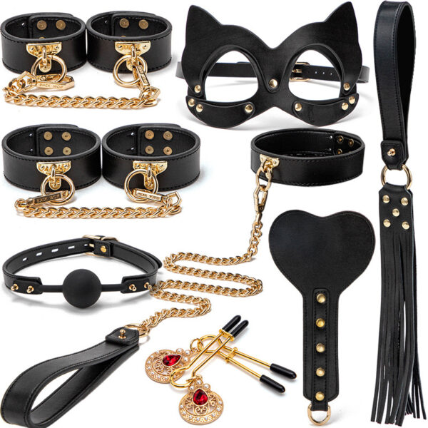 High-end 8Pcs Genuine Leather Couples BDSM Bondage Set