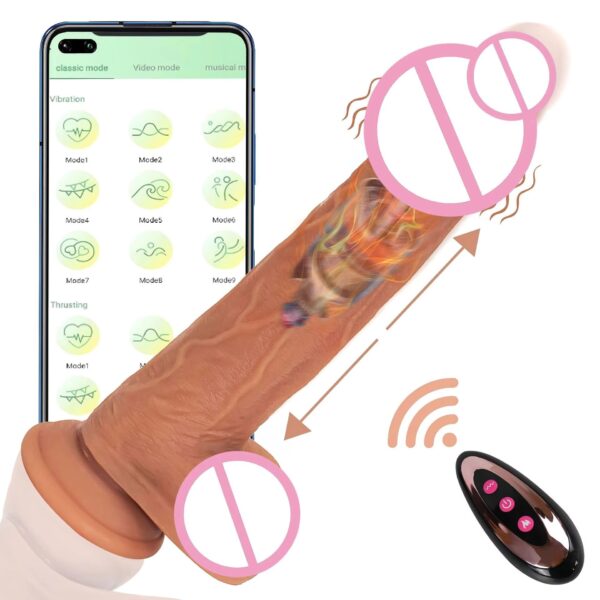 Heated Telescopic Thrusting Dildo with G-Spot Stimulation