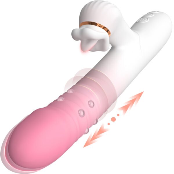 3 in 1 USB Rechargeable Sex Rabbit Vibrator G-spot Stimulation Double Vibration Clitoris Thrusting Massager