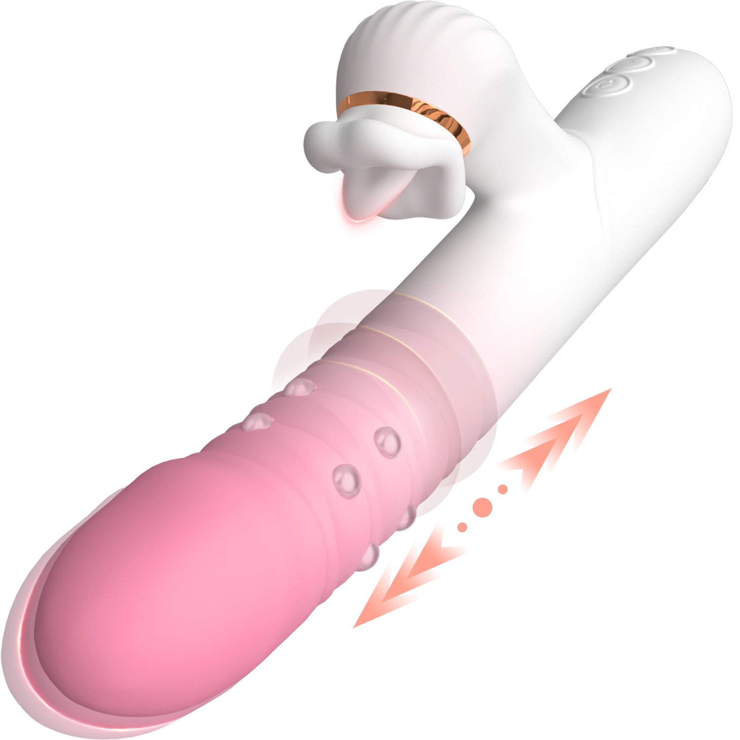 3 in 1 USB Rechargeable Sex Rabbit Vibrator G-spot Stimulation Double Vibration Clitoris Thrusting Massager
