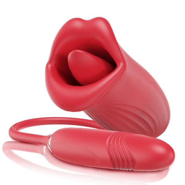 4 in 1 Soft Silicone Thrusting Tongue Licking Vibrator 10 Frequency Big Mouth Clitoral Stimulator Dildos Vibrator Love Toys