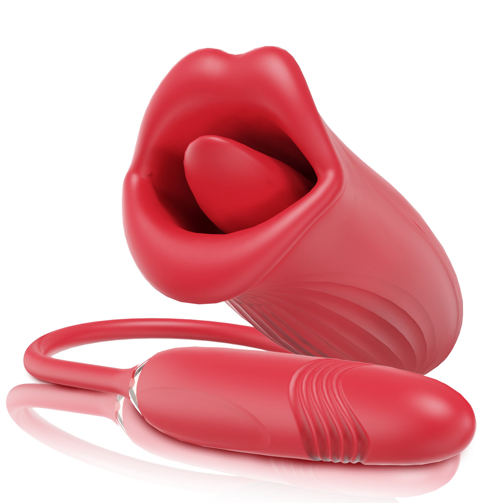4 in 1 Soft Silicone Thrusting Tongue Licking Vibrator 10 Frequency Big Mouth Clitoral Stimulator Dildos Vibrator Love Toys