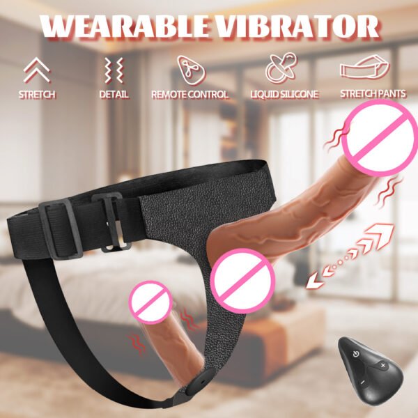 Soft Silicone Realistic Vibrating Dildos Female G Spot Dual Stimulation Strap on Harness Panties Wearable Thrusting Penis for Couples Lesbian