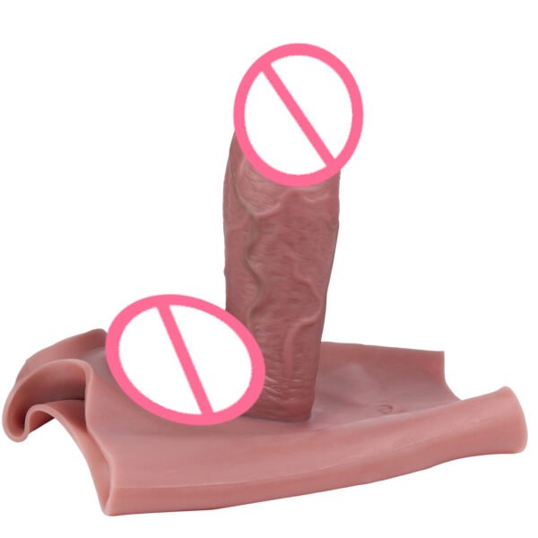 Latest Design Silicone Penis Extender Condom Sleeve Wearable Hollow Simulation Dildo Pants Male Cock Dildos Cover