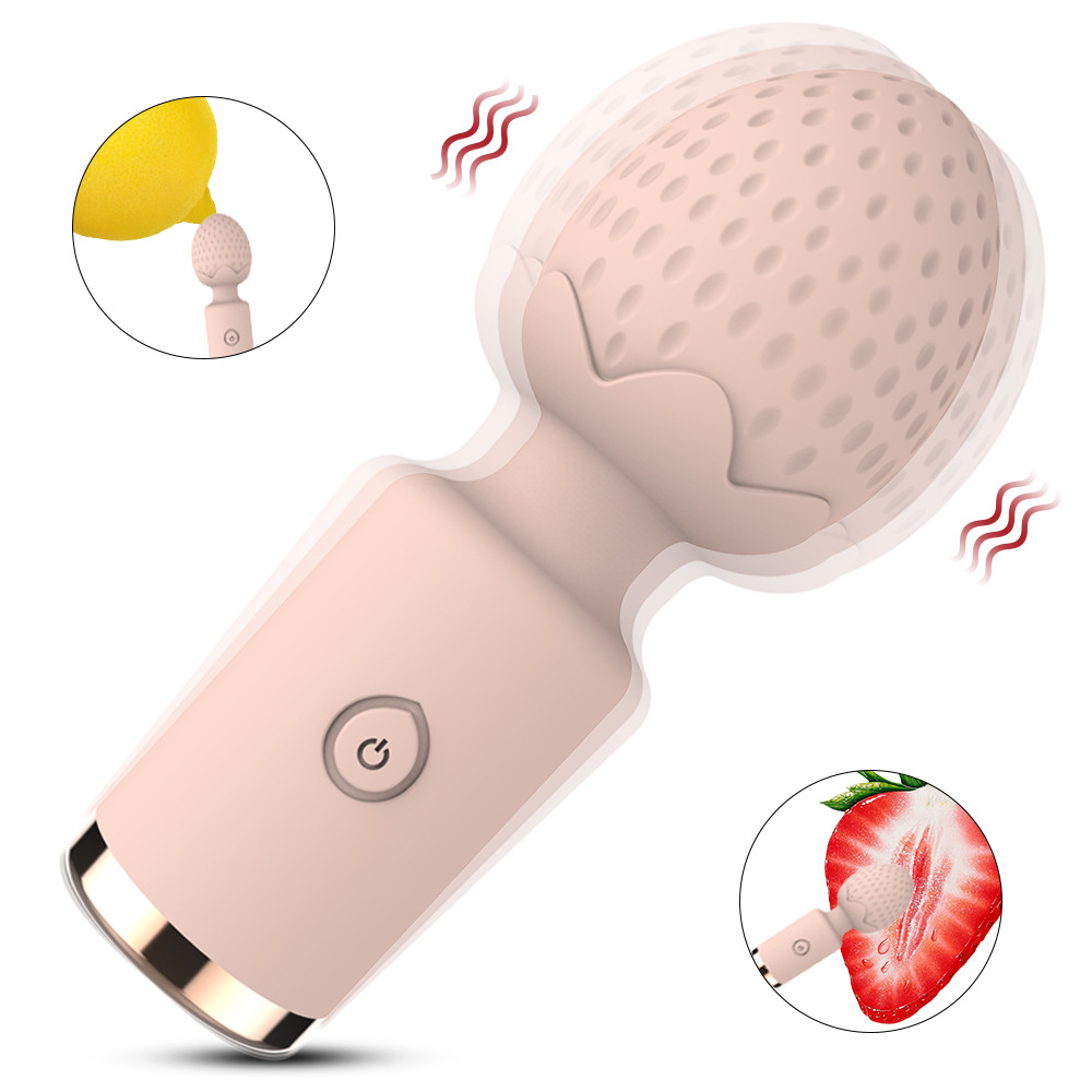Strawberry Texture AV Wand Mini Vibrator Quiet Soft Silicone Vagina Nipple Personal Body Massager for Couples
