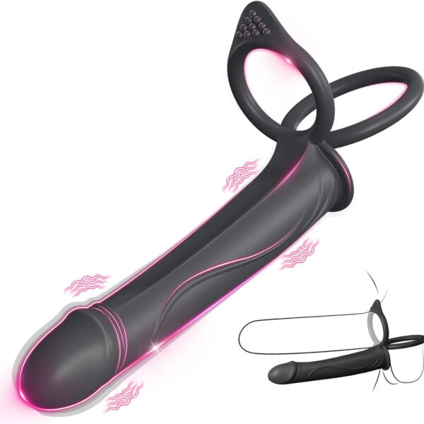 Male Realistic Penis Cock Sleeve Delayed Ejaculation Vibration Penis Cover Enlargement Thickened Extender Condoms for Men