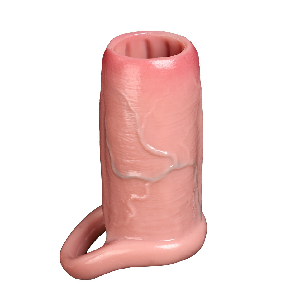 Liquid Silicone Penis Enlargement Thickened Extender Sleeve Delay Ejaculation Realistic Dildos Cover Condoms Sex Toys for Men