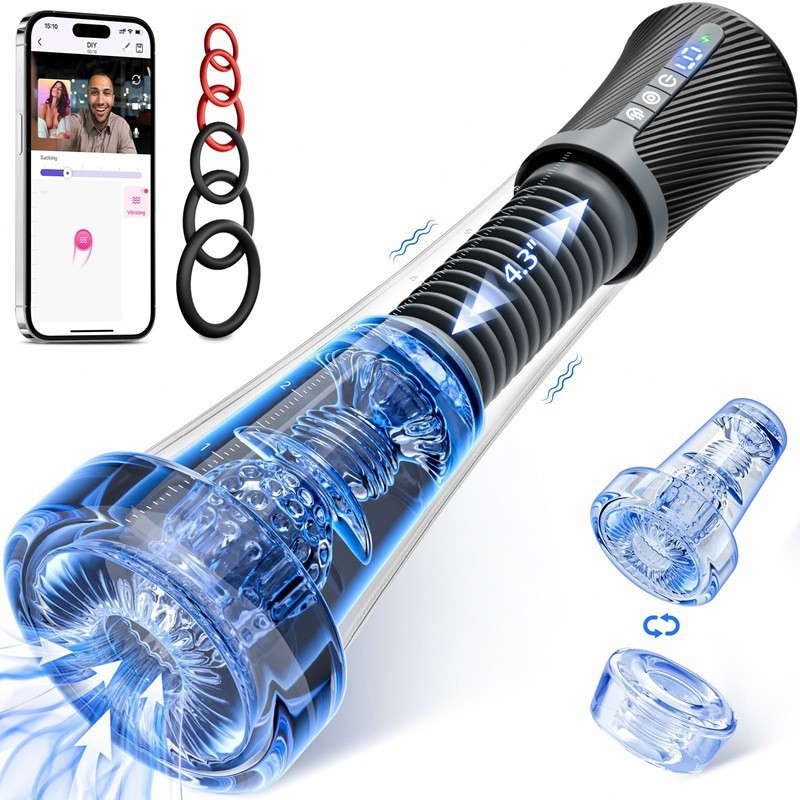 Wholesale APP Controlled Automatic Masturbator Cup Telescopic Rotating Vibrating Realistic Vagina Pocket Pussy Masturbator Stroker Adult Products