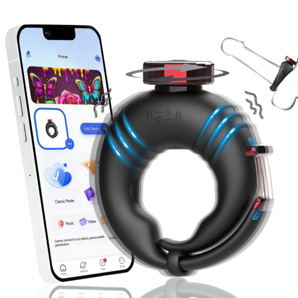 2-in-1 App Controlled Vibrating Cock Rings Delay Ejaculation Body Safe Silicone Penis Lock Rings Sex Toy for Men
