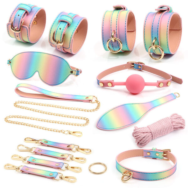 Pu Leather 8 Pcs Sex Bondage Kit Adjustable Multi-Position Handcuffs Ankle Bracelets Bedroom Restraints Bondage BDSM Set