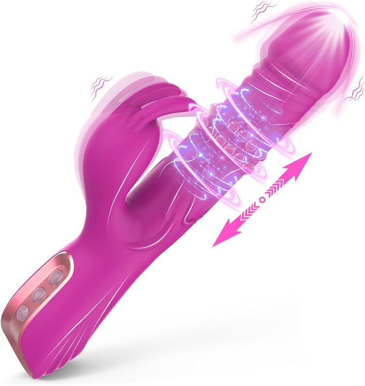 3-in-1 Electric Silicone Rabbit Vibrator Dual Stimulator Rotating & Vibrating G Spot Massager Bunny Vibrator for Women
