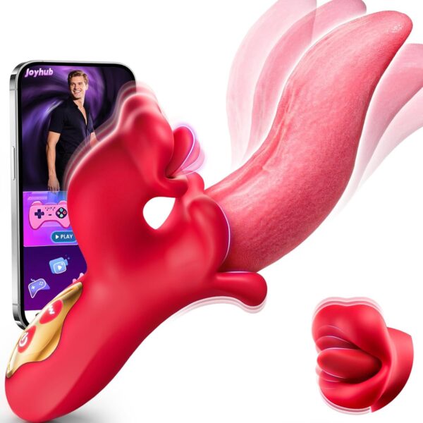 Waterproof Silicone Female Masturbation Realistic Licking Tongue Vibrator APP Controlled Clitoris Stimulator Nipple Massager for Couples